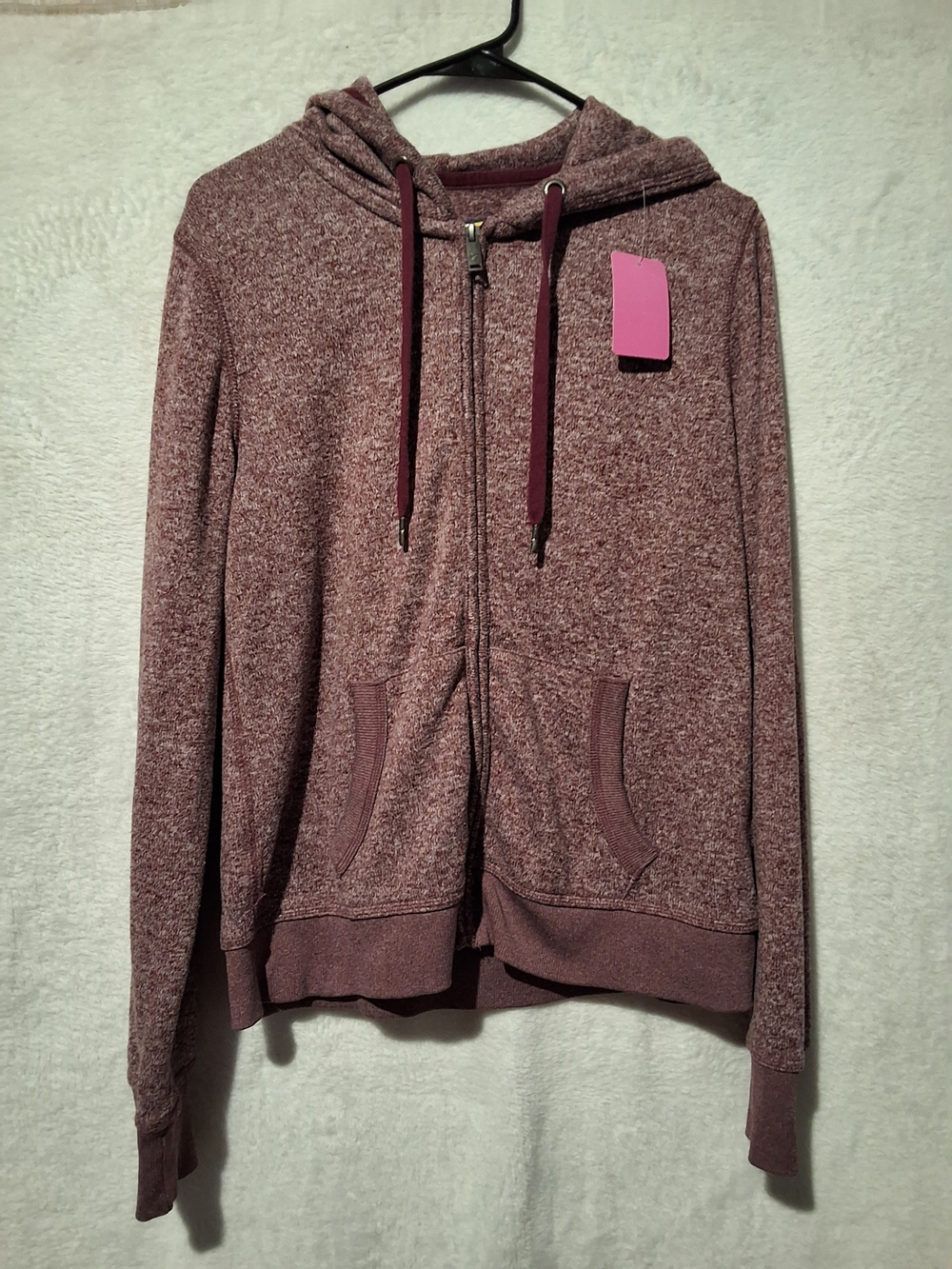 Prince & Fox Marled Mauve Zip Front Hoodie Jacket